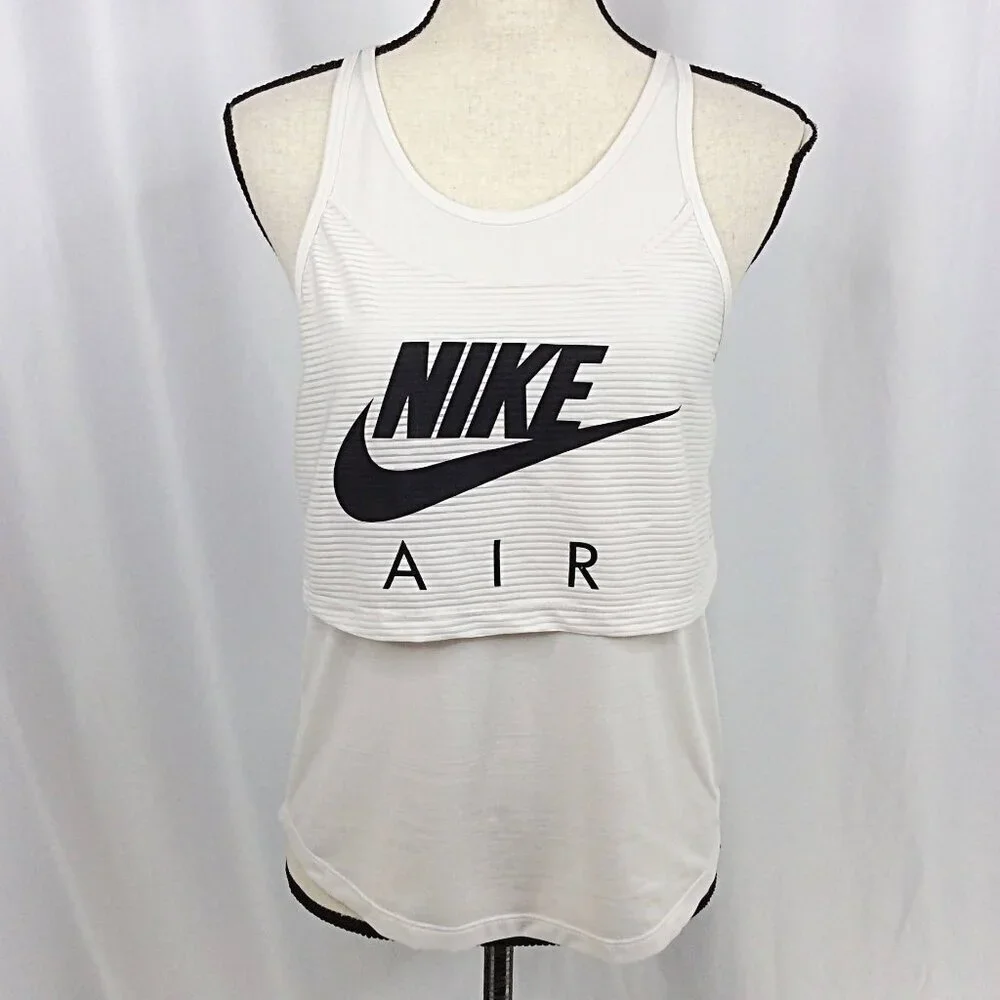 Nike AIR Women's Layered Tank‎ Top Size Small White Black Racerback